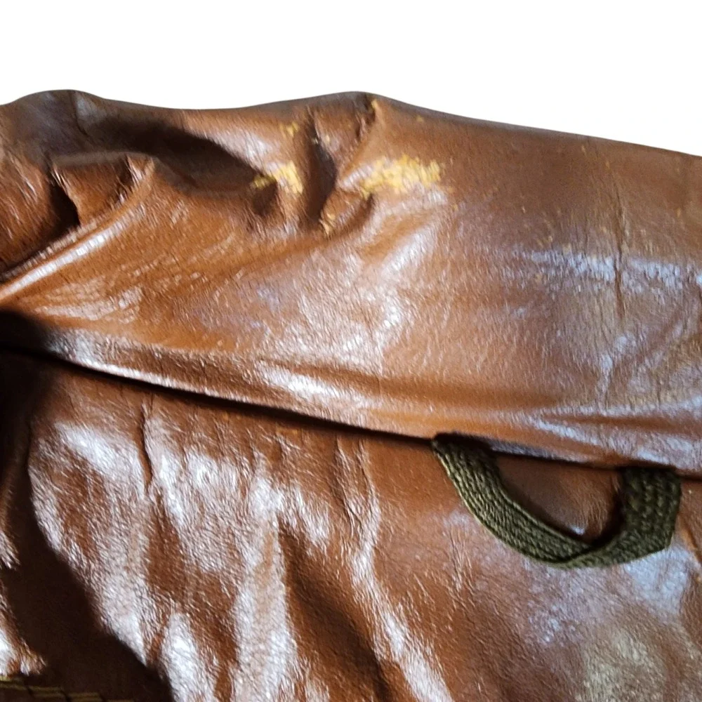 Vintage Genuine Leather Blazer Jacket Men's 42 Brown Faux Fur Lined Made in USA‎
